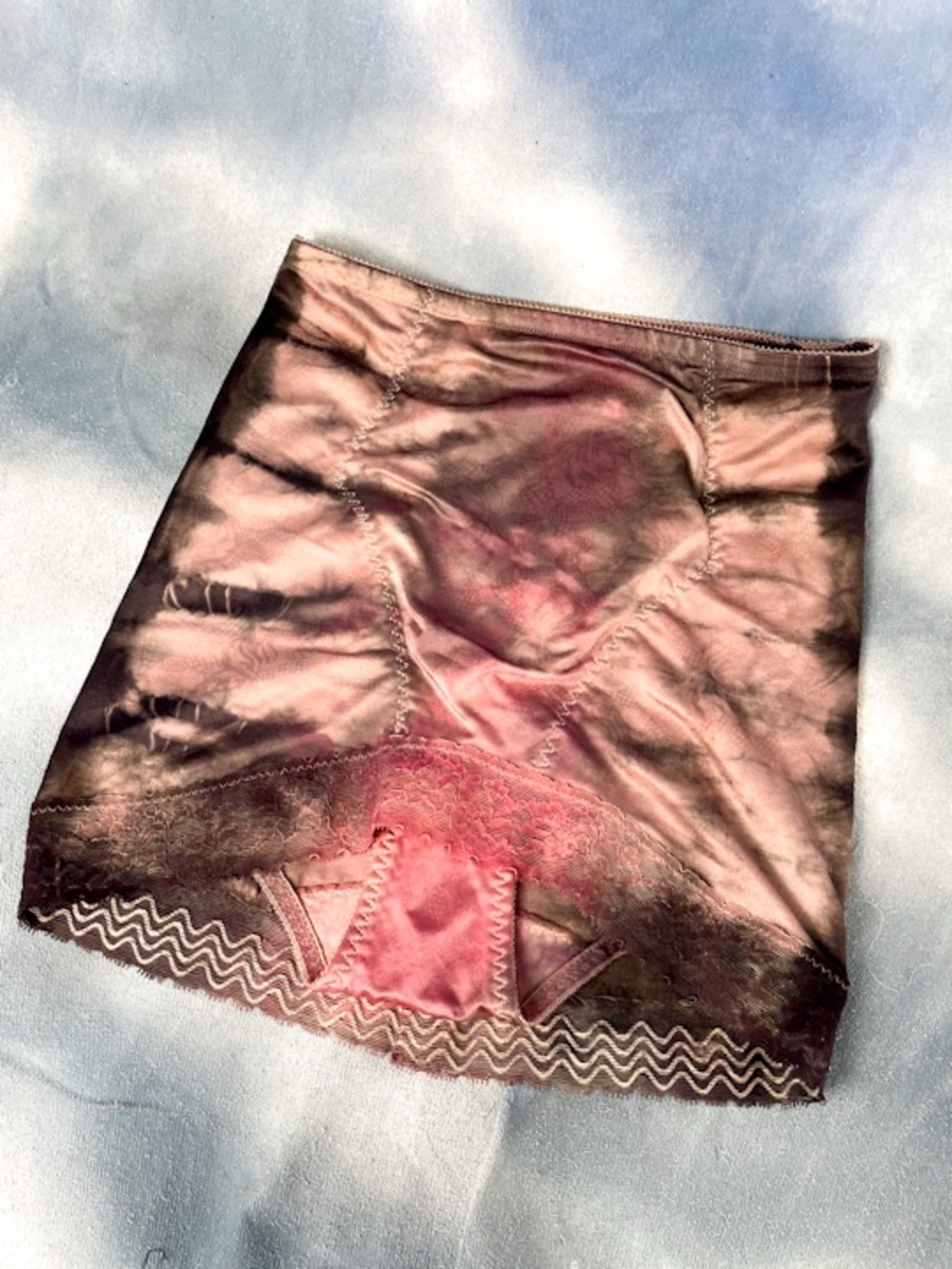 Adonna hand-dyed vintage shapewear mini slip with built-in panty